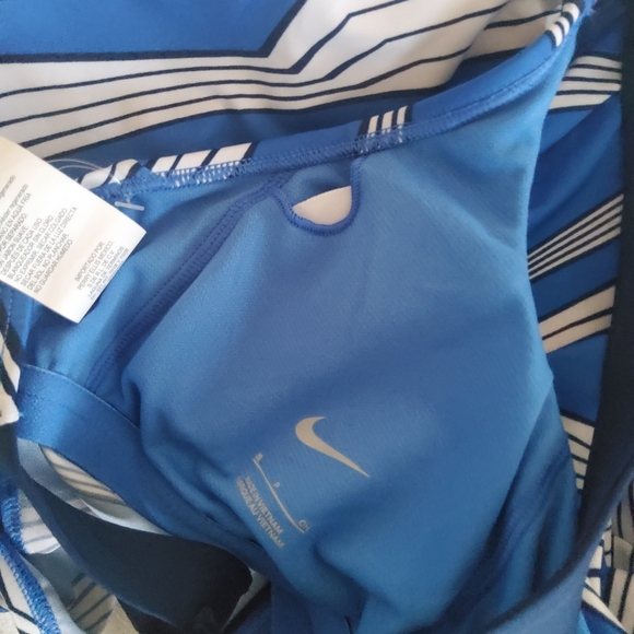 Nike Swim Striped Tankini Swimsuit Top Size S Blue New - Picture 9 of 11